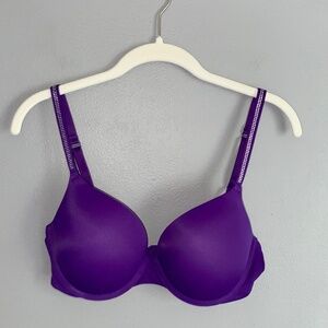 34D VS PINK Sparkle Rhinestone Strap Purple Push Up Bra